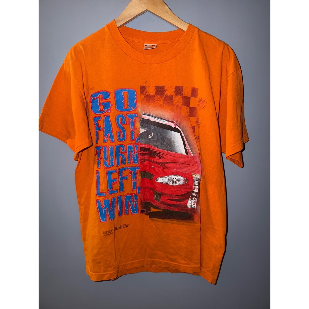 Murina NASCAR Orange Graphic T-Shirt‎ Go Fast Turn Left Win Large